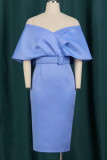 Sexy Elegant Solid Patchwork V Neck One Step Skirt Dresses
