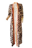 Fashion Casual Print Leopard Cardigan Plus Size Overcoat