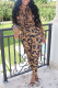 Casual Print Patchwork Buckle Turndown Collar Long Sleeve Two Pieces