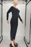 Fashion Casual Solid Basic V Neck Harlan Jumpsuits