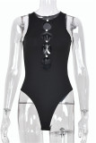 Sexy Casual Solid Hollowed Out O Neck Sleeveless Skinny Romper