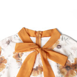 Casual Sweet Print Patchwork With Bow O Neck A Line Dresses