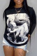 Casual Print Patchwork O Neck Tops