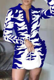 Fashion Casual Print Patchwork Turndown Collar Long Sleeve Dresses