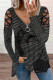 Punk Print Patchwork Hot Drill Zipper V Neck Tops
