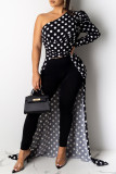 Sexy Print Leopard Patchwork Fold Asymmetrical Oblique Collar Dresses