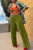 Fashion Casual Solid Basic Regular Mid Waist Conventional Solid Color Bottoms
