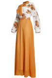 Casual Sweet Print Patchwork With Bow O Neck A Line Dresses