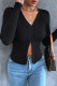 Fashion Casual Solid Slit V Neck Tops