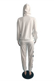Fashion Casual Skull Head Print Basic Hooded Collar Long Sleeve Two Pieces