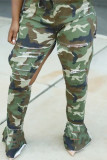 Fashion Casual Camouflage Print Ripped High Waist Regular Denim Jeans