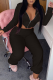 Casual Solid Patchwork Zipper Collar Long Sleeve Two Pieces