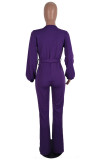 Fashion Casual Solid Bandage V Neck Boot Cut Jumpsuits
