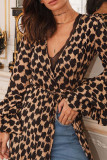 Sexy Elegant Print Leopard High Opening V Neck Straight Dresses