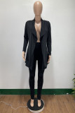 Fashion Casual Solid Cardigan Pants Turndown Collar Long Sleeve Two Pieces