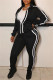 Fashion Casual Striped Patchwork Turndown Collar Long Sleeve Two Pieces