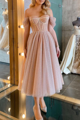 Sexy Elegant Solid Patchwork Strapless Evening Dress Dresses