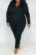 Casual Solid Hot Drill Hooded Collar Plus Size Two Pieces