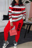 Fashion Casual Letter Print Basic O Neck Long Sleeve Two Pieces