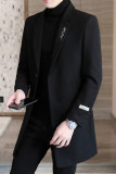Fashion Work Solid Turn-back Collar Plus Size Overcoat