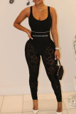 Sexy Print Lace Letter U Neck Skinny Jumpsuits
