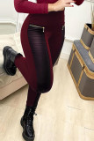Fashion Casual Patchwork Zipper Skinny High Waist Pencil Trousers
