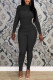 Casual Solid Patchwork O Neck Long Sleeve Two Pieces