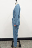 Fashion Casual Solid Patchwork Turndown Collar Regular Jumpsuits
