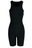 Casual Solid Patchwork O Neck Sleeveless Two Pieces