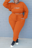 Sexy Solid Patchwork O Neck Plus Size Three Pieces