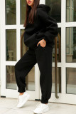 Fashion Casual Solid Basic Hooded Collar Long Sleeve Two Pieces
