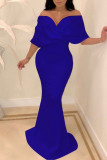 Sexy Elegant Solid Patchwork Asymmetrical Off the Shoulder Trumpet Mermaid Dresses