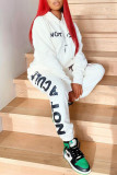 Fashion Casual Skull Head Print Basic Hooded Collar Long Sleeve Two Pieces