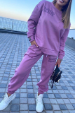 Casual Sportswear Letter Print Patchwork Draw String O Neck Jumpsuits