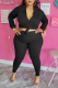 Casual Solid Buckle Turndown Collar Plus Size Two Pieces