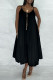 Sweet Elegant Solid Patchwork Fold Asymmetrical Spaghetti Strap Sling Dress Dresses
