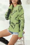 Casual Print Patchwork O Neck Tops