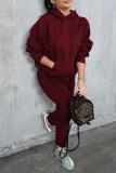 Casual Solid Patchwork Pocket Hooded Collar Long Sleeve Two Pieces