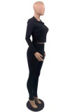 Fashion Casual Solid Basic Turndown Collar Long Sleeve Two Pieces