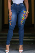 Fashion Casual Solid Bandage Split Joint Plus Size Jeans