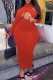 Fashion Sexy Solid Hollowed Out V Neck Long Sleeve Plus Size Dresses