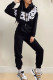 Casual Print Patchwork Hooded Collar Long Sleeve Two Pieces