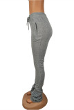 Fashion Casual Solid Fold Regular High Waist Trousers