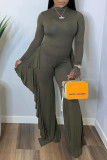 Fashion Casual Solid Patchwork Half A Turtleneck Jumpsuits