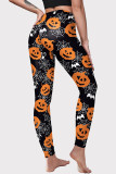 Halloween Fashion Casual Basic Print High Waist Skinny Trousers