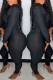Casual Sportswear Patchwork Zipper Hooded Collar Long Sleeve Two Pieces