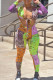 Fashion Sexy Print Bandage Hollowed Out V Neck Skinny Jumpsuits