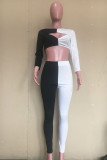 Fashion Sexy Solid Patchwork O Neck Long Sleeve Two Pieces