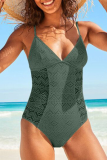 Sexy Solid Lace Patchwork Swimwears