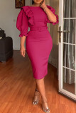 Fashion Sexy Solid Patchwork O Neck Pencil Skirt Dresses